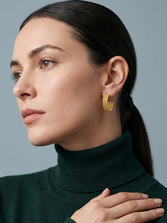 IXIA BY GIVA The Plot Twister Gold Plated J Hoops