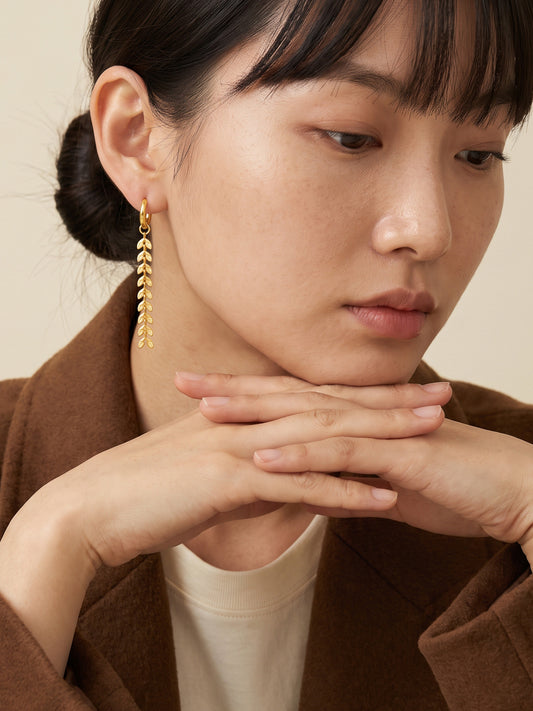 IXIA by GIVA Leaf Me Hanging Gold Plated Danglers