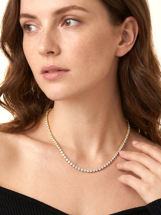 IXIA by GIVA Ace Gold Plated Tennis Necklace