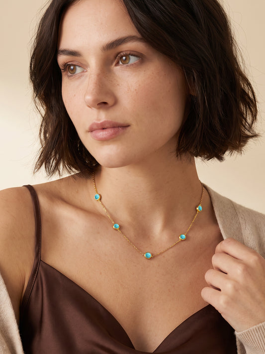 IXIA by GIVA True Blue Lagoon Gold Plated Necklace