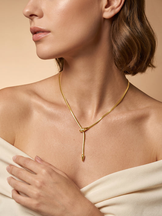 IXIA by GIVA T-Bar Energy Gold Plated Lariat Necklace