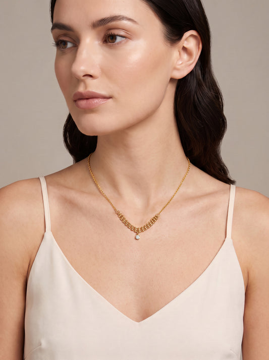 IXIA by GIVA Tied Up Gold Plated Layered Necklace