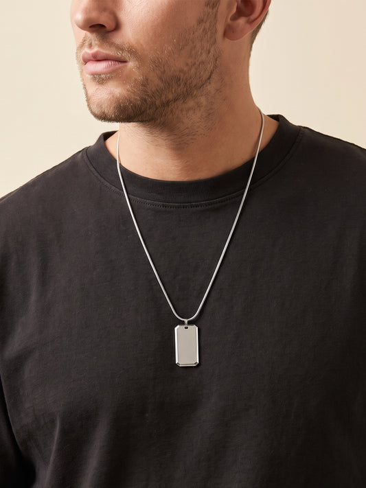 IXIA by GIVA No Ceilings Rhodium Plated Pendant With Chain For Men