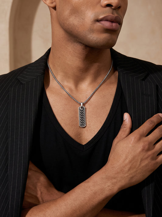 IXIA by GIVA Hustle Mentality Rhodium Plated Pendant With Chain For Men