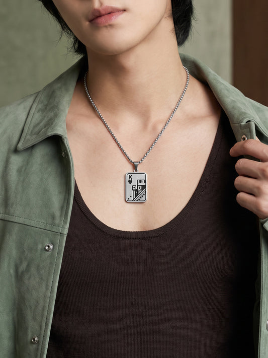 IXIA by GIVA Agent 13 Rhodium Plated Pendant With Chain For Men