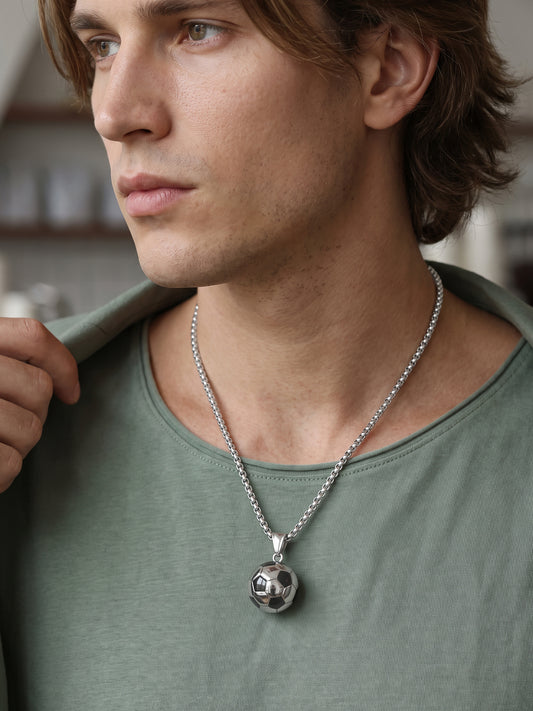 IXIA by GIVA Messi Beaucoup Rhodium Plated Pendant With Chain For Men