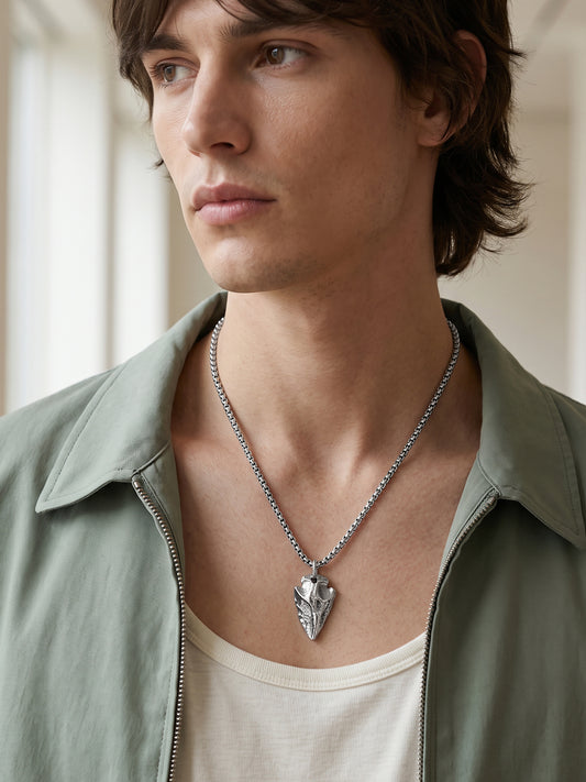 IXIA by GIVA Spear it Rhodium Plated Pendant With Chain For Men