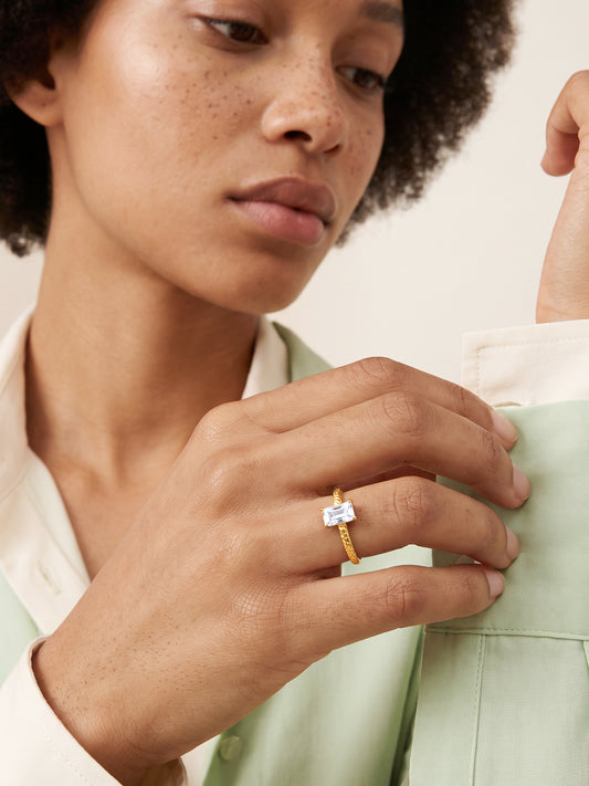 IXIA by GIVA Deputy Princess Gold Plated Ring (Size 13)