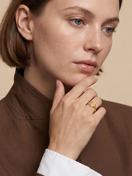 IXIA BY GIVA Heart Puff Gold Plated Ring (Size 12)