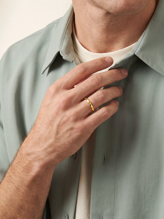 IXIA by GIVA Low Key OP Gold Plated Ring For Men (Size 21)