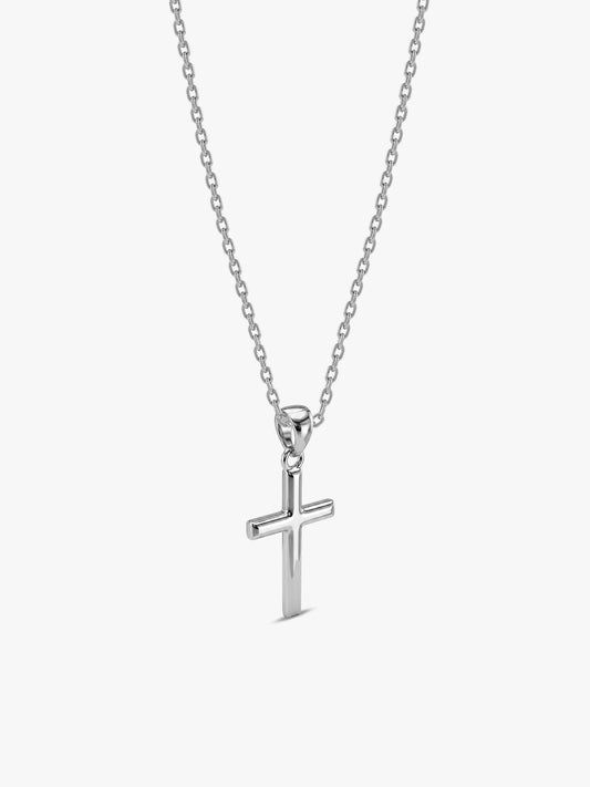 Silver Blessed Holy Cross Pendant with Link Chain
