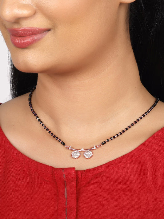Rose Gold Zircon Traditional Mangalsutra