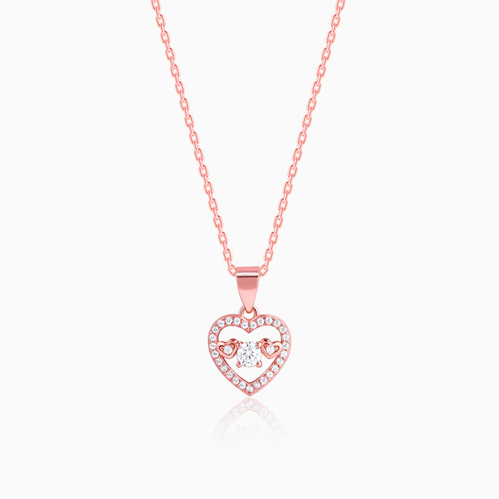 Buy Rose Gold Love Heart Pendant with Link Chain at Best Price – GIVA
