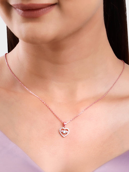 Rose Gold Love Heart Pendant with Link Chain