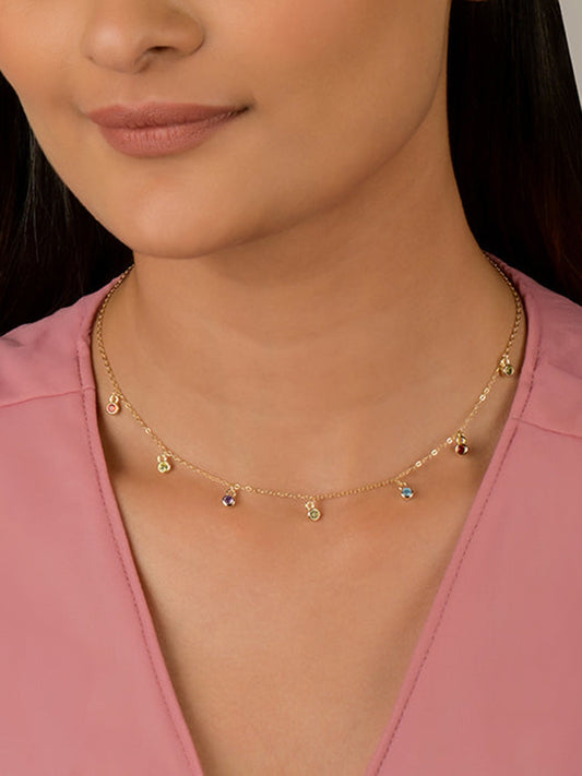 Golden Colourful Charm Necklace