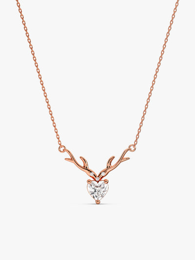 Rose Gold Deer Heart Necklace