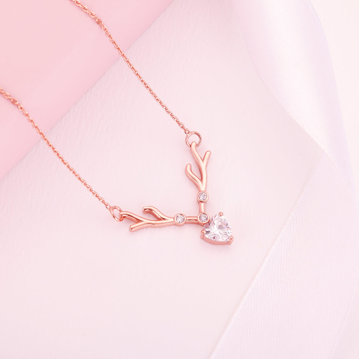 Buy Rose Gold Deer Heart Necklace Online in India