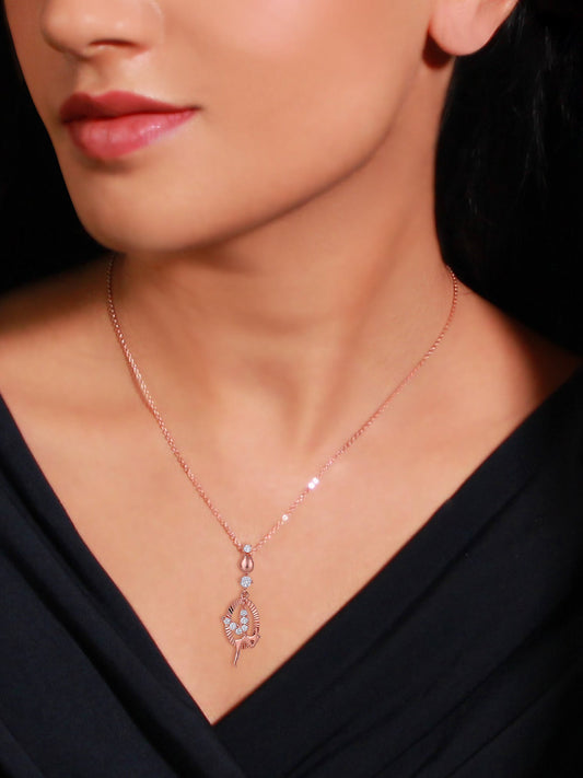 Rose Gold Zircon Fairy Pendant with Link Chain