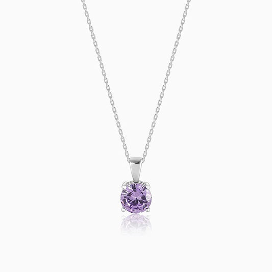 Silver Gracious Purple Pendant with Link Chain