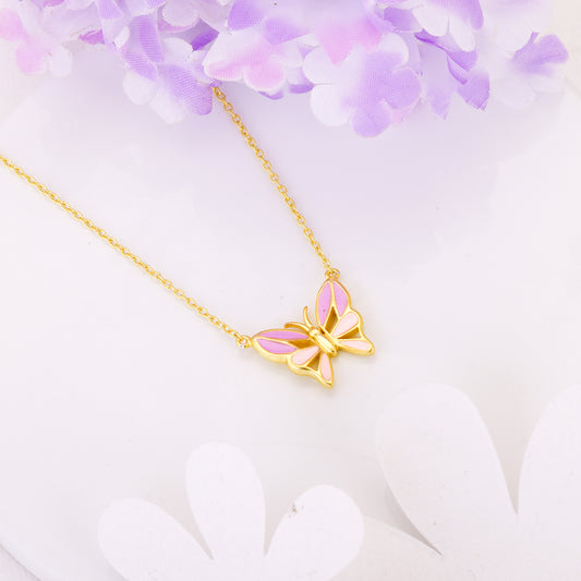 Golden Flutter With Joy Butterfly Necklace
