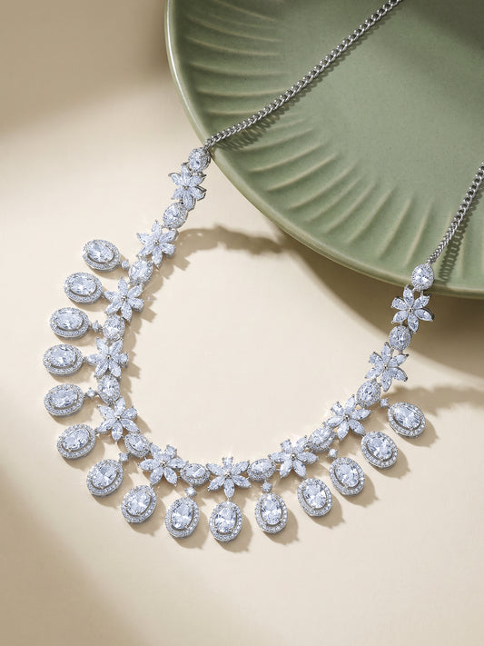 Silver Gleaming Bridal Necklace