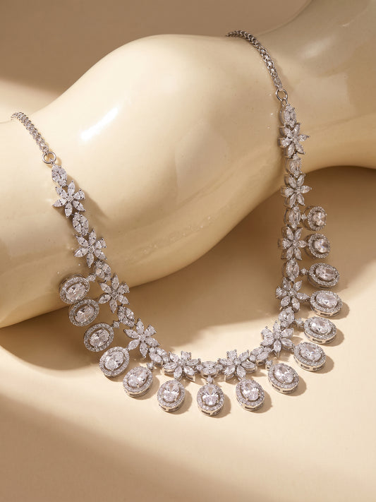 Silver Gleaming Bridal Necklace