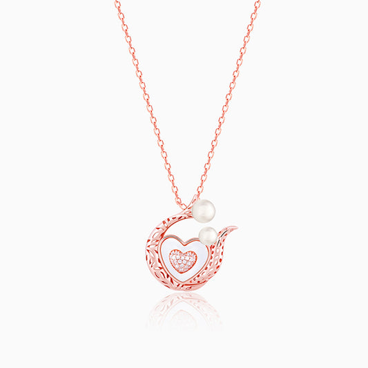 Rose Gold Pearlescent Love Pendant With Link Chain