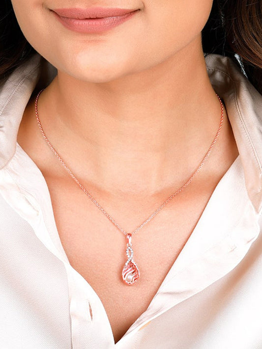 Rose Gold Pious Love Pendant With Link Chain