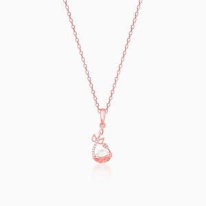 Rose Gold Shield Of Love Pendant With Link Chain