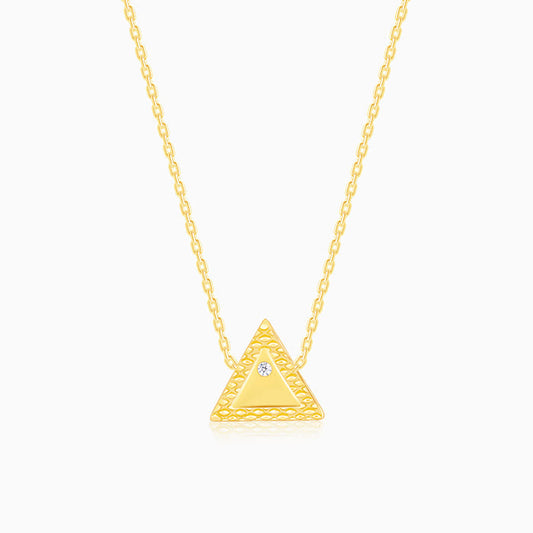 Golden Trigon Pendant With Link Chain
