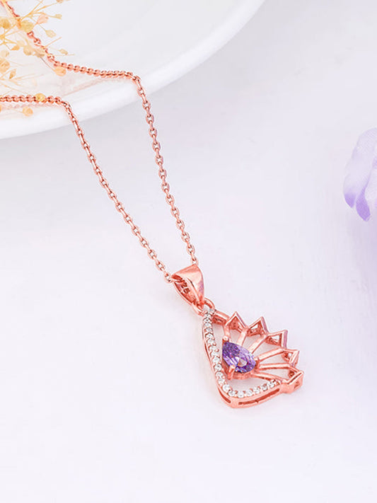 Rose Gold Notre Dame Pendant With Link Chain