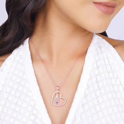 Rose Gold Tower Of Love Pendant With Link Chain