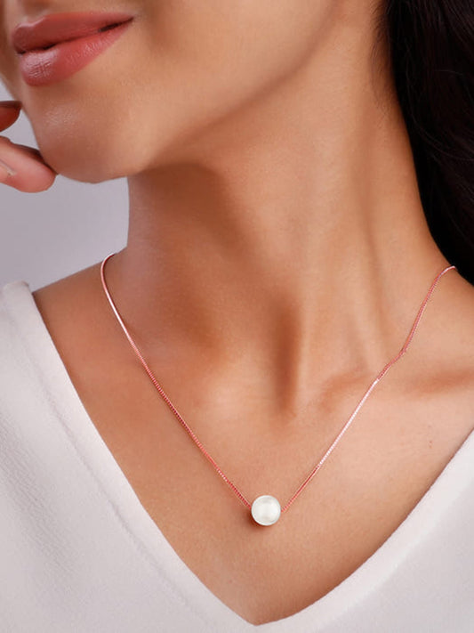 Rose Gold White Pearl Necklace
