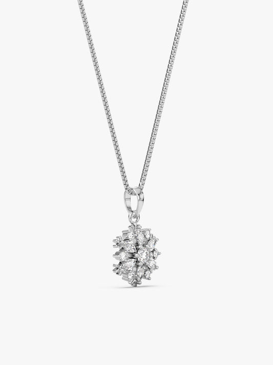 Silver Snowflake Pendant With Box Chain