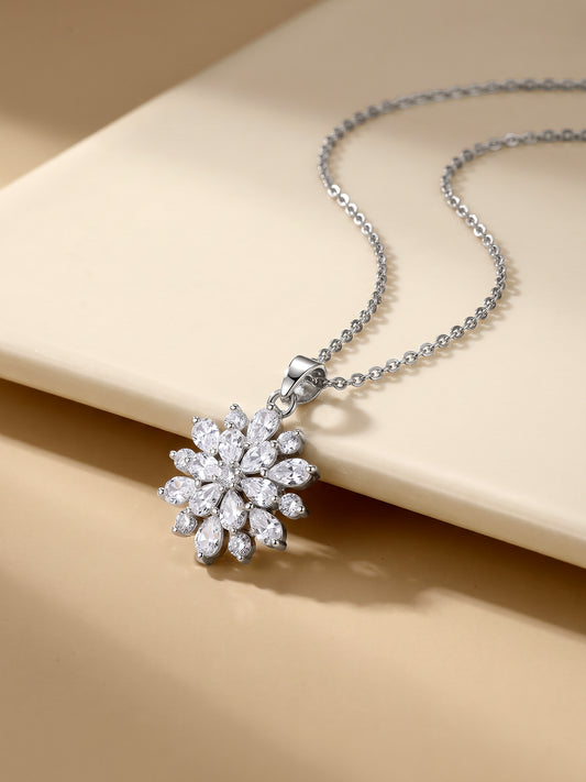Silver Heavenly Flower Pendant With Box Chain