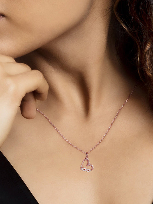 Rose Gold Infinity Heart Pendant with Link Chain