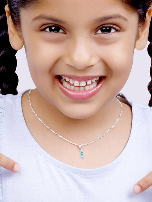 Silver Bubbly Bird Kids Pendant With Link Chain (7-10 yrs)