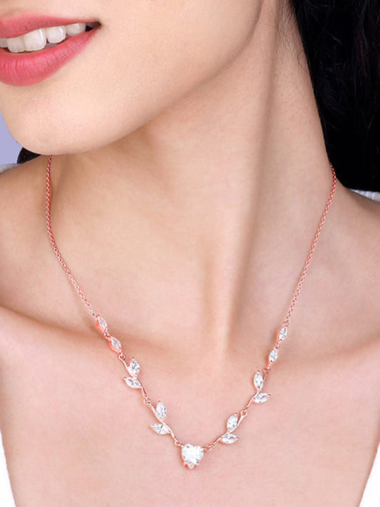 Rose Gold Leafy Heart Necklace