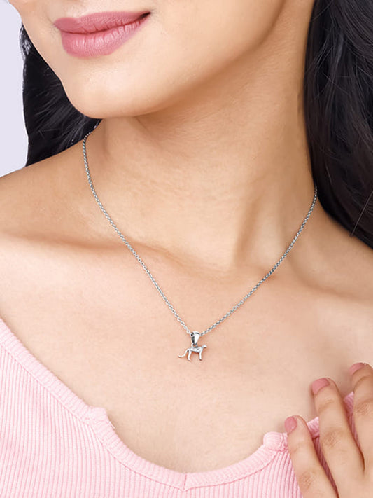 Silver Cheetah Pendant with Link Chain