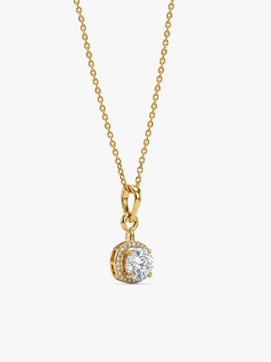 Golden Classy Solitaire Pendant With Link Chain