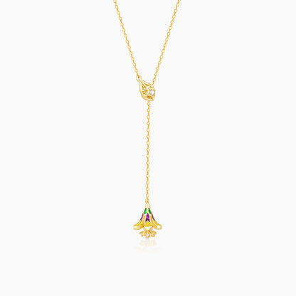 Golden Bell Mallow Lariat Necklace