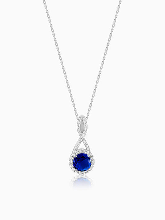 Silver Blue-maze Pendant With Link Chain