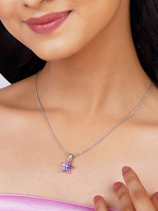 Silver Healing Flower Pendant With Link Chain