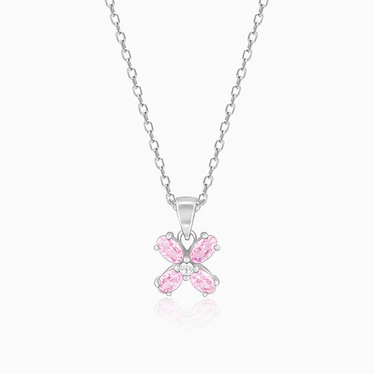 Silver Pop N Pink Pendant With Link Chain
