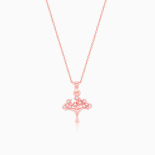 Rose Gold Treeful Pendant With Link Chain