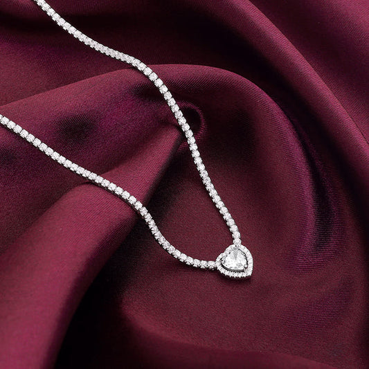 Silver Solitaire Love Necklace