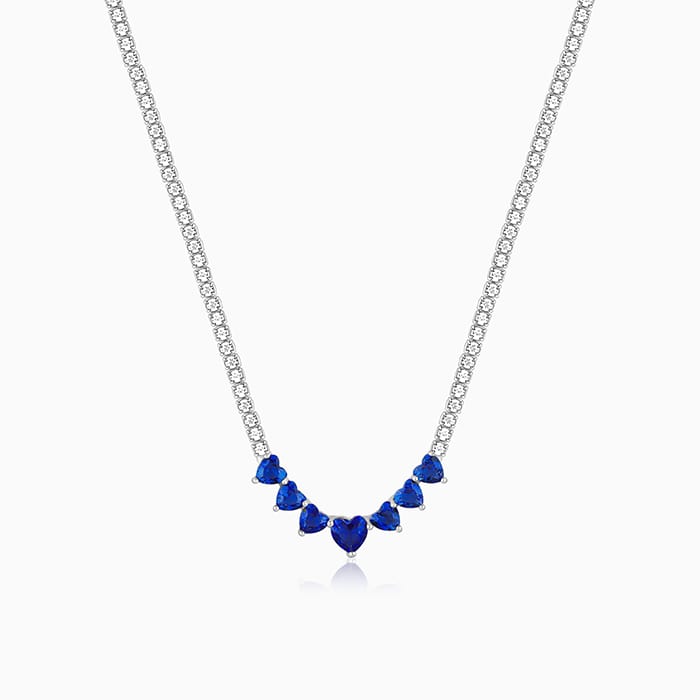 Buy Silver Blue Heart Necklace at Best Price – GIVA