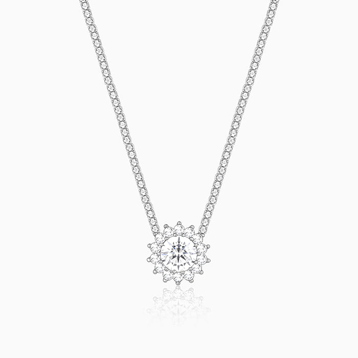 Silver Solitaire Floral Necklace – GIVA