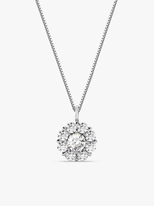 Silver Twofold Solitaire Pendant With Link Chain
