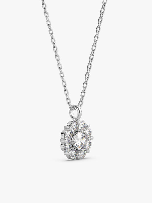 Silver Twofold Solitaire Pendant With Link Chain